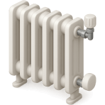 ¿Qué aparato de metal calienta la habitación con agua caliente?