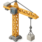 ¿Qué máquina grande levanta materiales pesados en construcción?