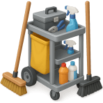 ¿Qué carrito usa el personal de limpieza con productos y trapeadores?