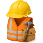 ¿Quién trabaja en obras de construcción usando casco y herramientas?