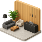 ¿Dónde esperas antes de entrar a una oficina o reunión?