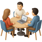 ¿Cómo se llama cuando varias personas se reúnen para discutir trabajo?