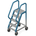 ¿Qué escalera con ruedas se desliza por rieles en bibliotecas y almacenes?