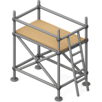 ¿Qué estructura temporal de tubos y plataformas usan los trabajadores en edificios altos?