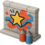 ¿Qué arte urbano ves en las paredes?