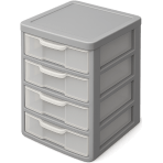 ¿Dónde guardas objetos pequeños en cajones de plástico?