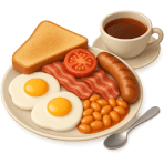 ¿Qué desayuno inglés tiene huevos, tocino y frijoles?
